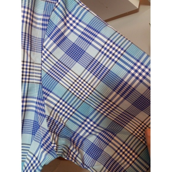 Jos A. Bank Traveler Blue Plaid Button Down Collared Short Sleeve Shirt Size M - Picture 4 of 11